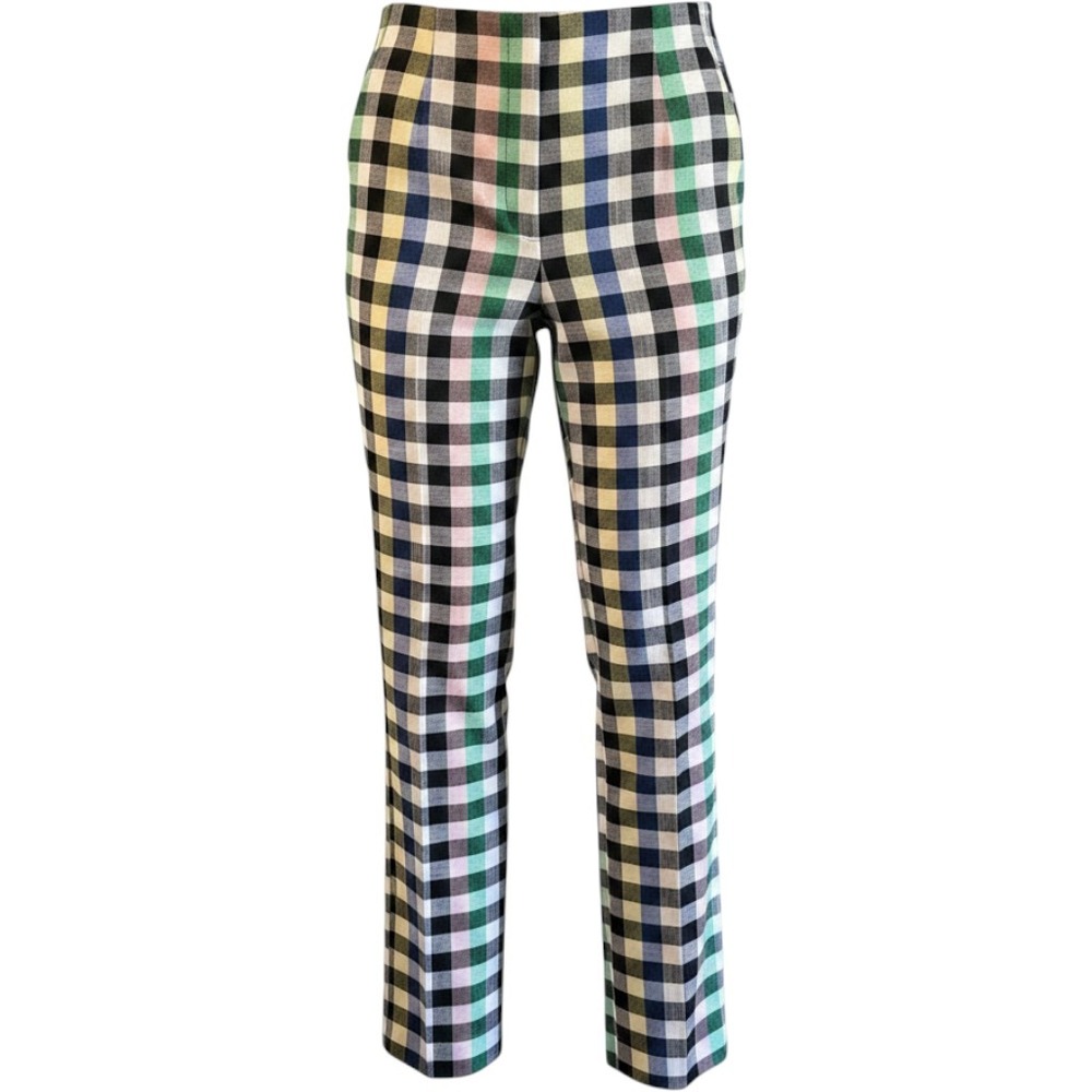 Veronica Beard Jude Pant Multi Plaid Check Straight Leg Trousers Size 6 NEW